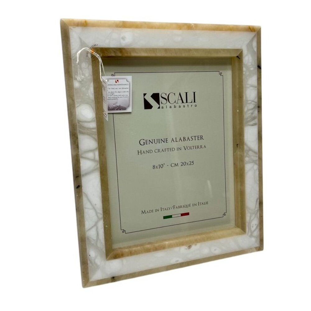 Scali Alabastro Italian Alabaster Picture Frame 8x10 White Ivory Handcrafted